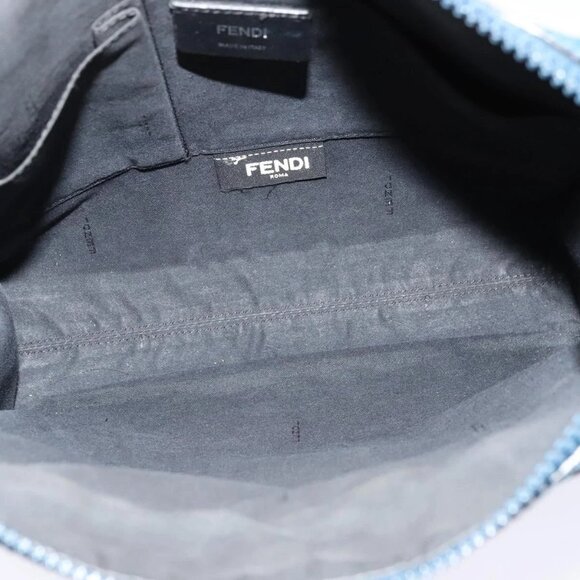 FENDI Zucca Canvas Shoulder Bag PVC Blue Silver Auth bs28711 - Picture 11 of 16